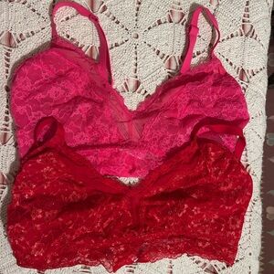 Victorias secret Lace Bralette Set - Red and Pink